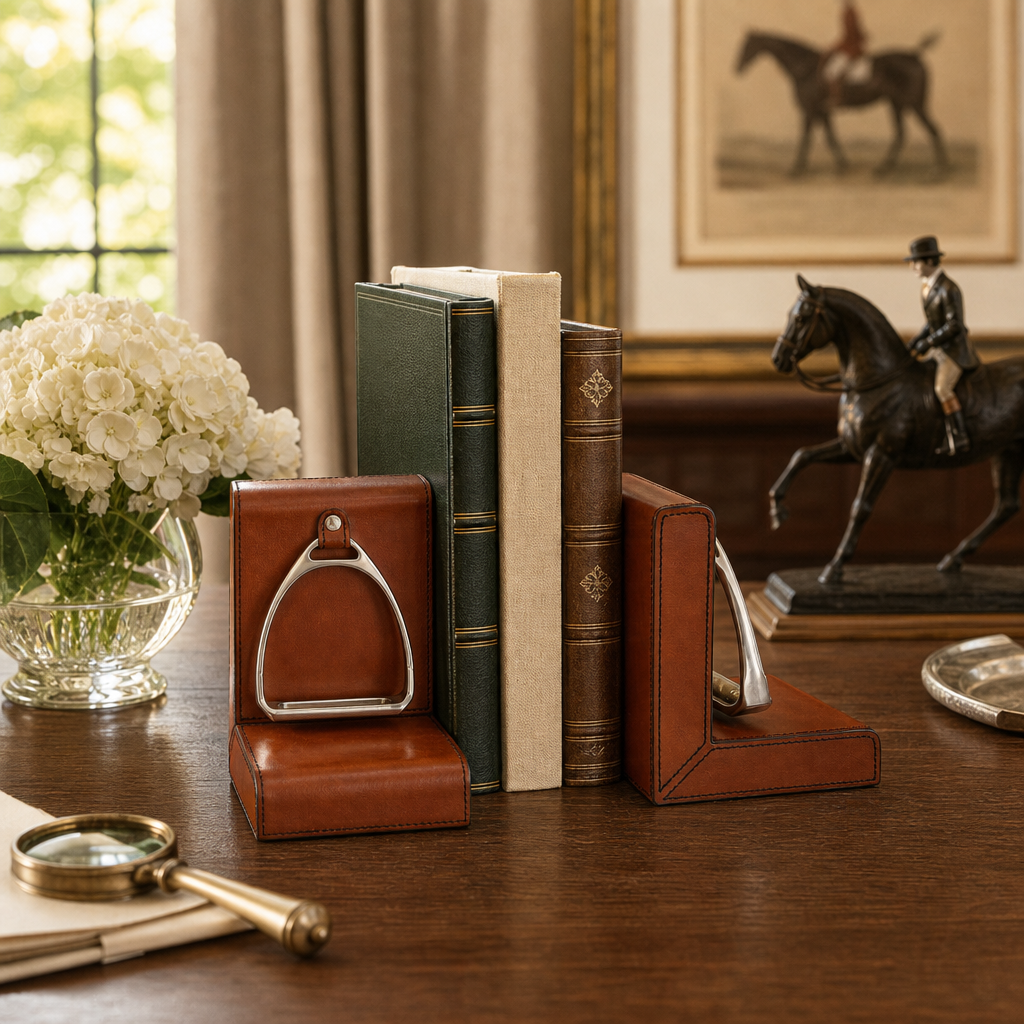 Stirrup Cognac Leather Bookends 6