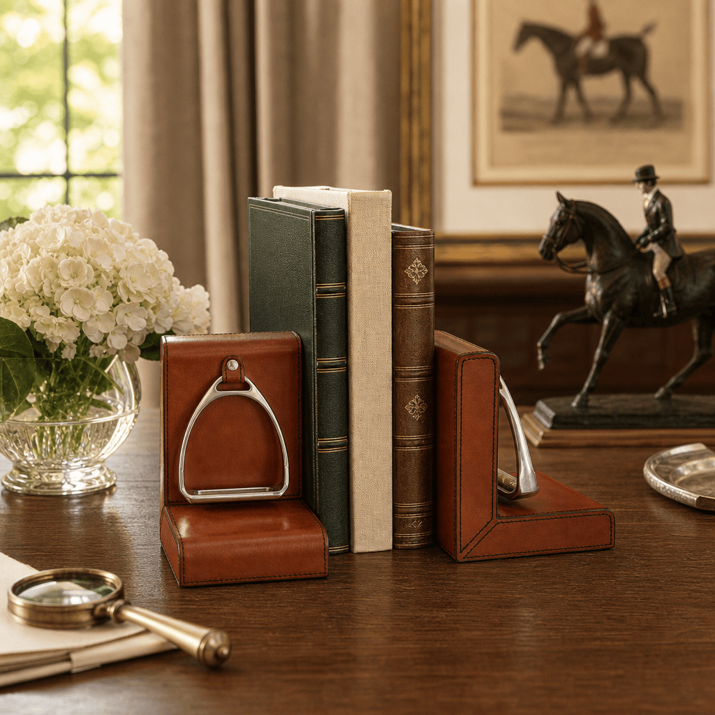 Stirrup Cognac Leather Bookends 6