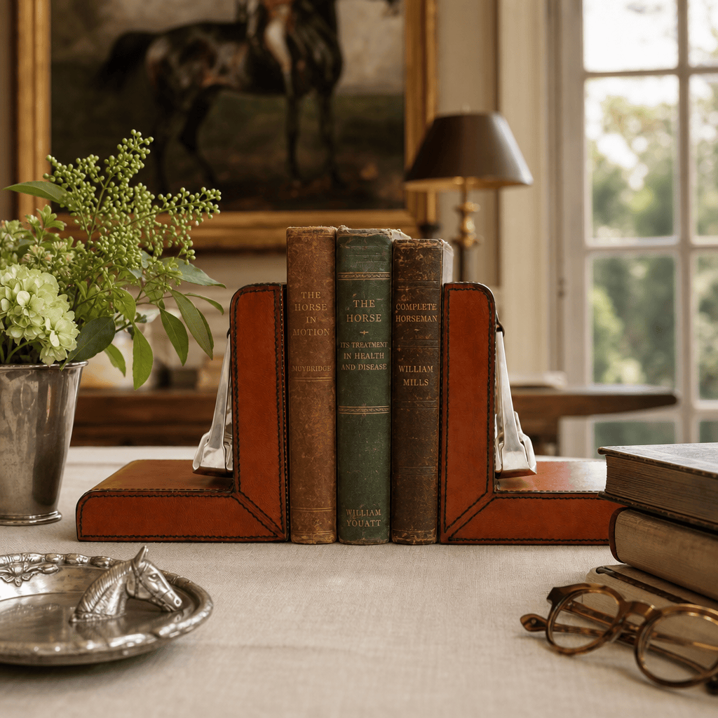 Stirrup Cognac Leather Bookends 7