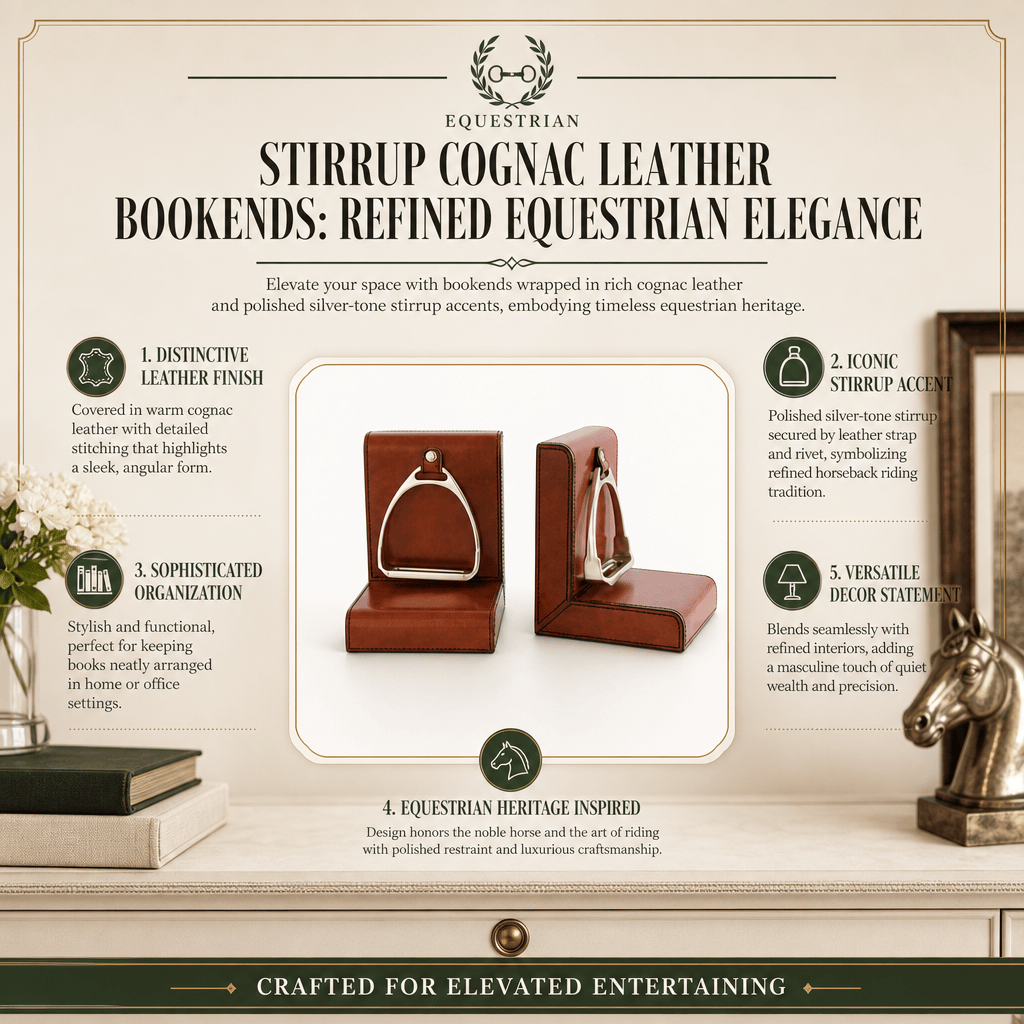 Stirrup Cognac Leather Bookends 9