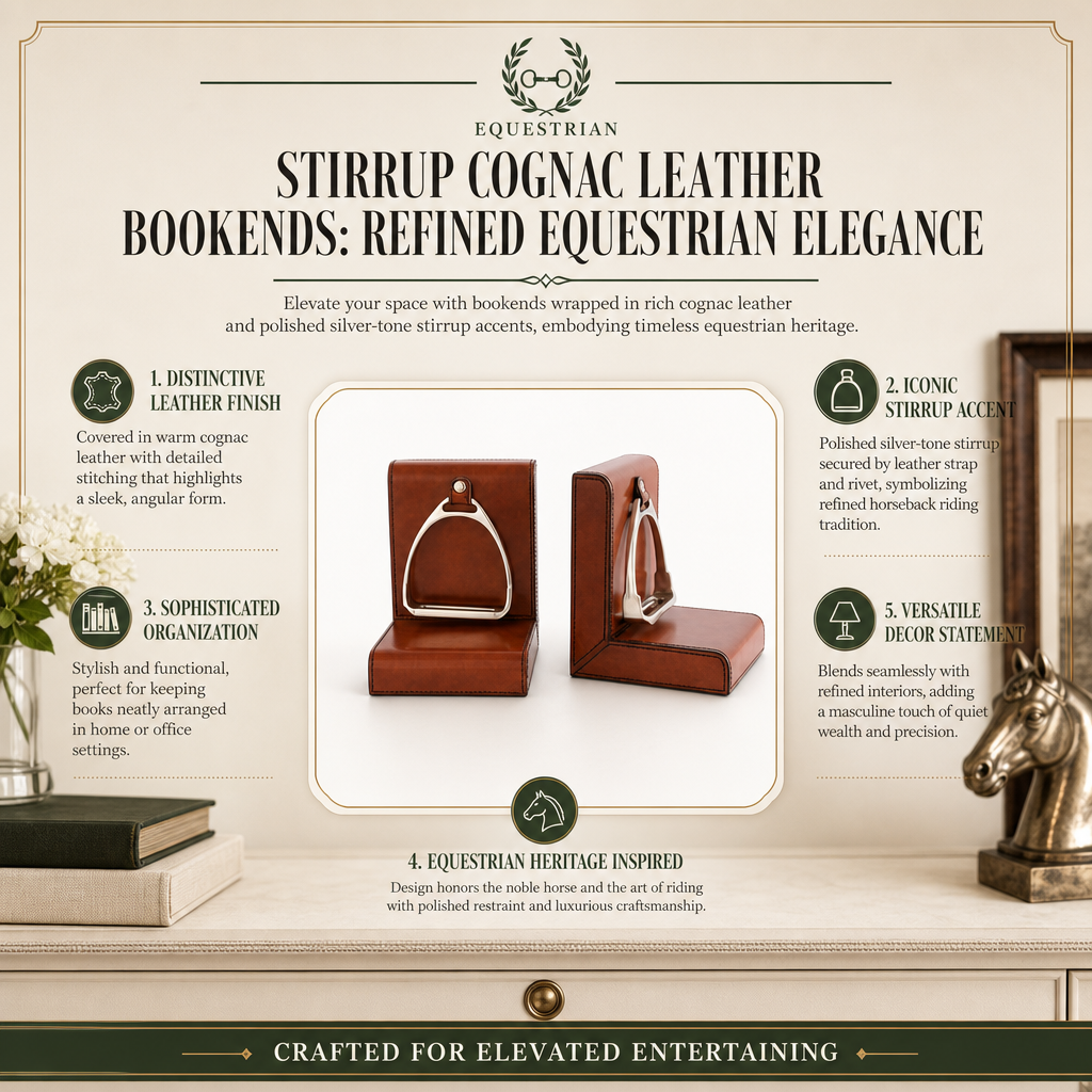 Stirrup Cognac Leather Bookends 9