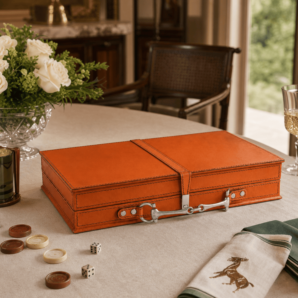 Bit Amber Leather Backgammon Set 5
