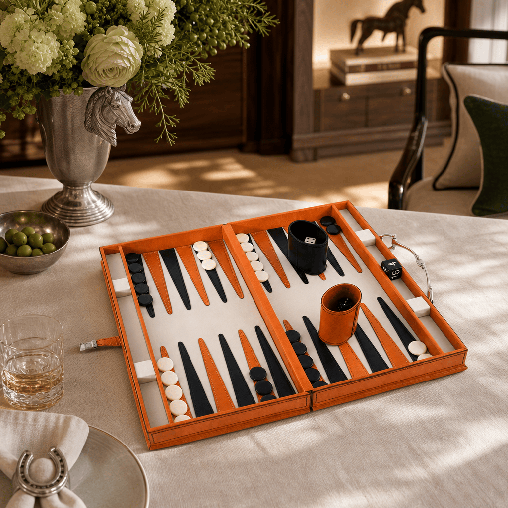 Bit Amber Leather Backgammon Set 6