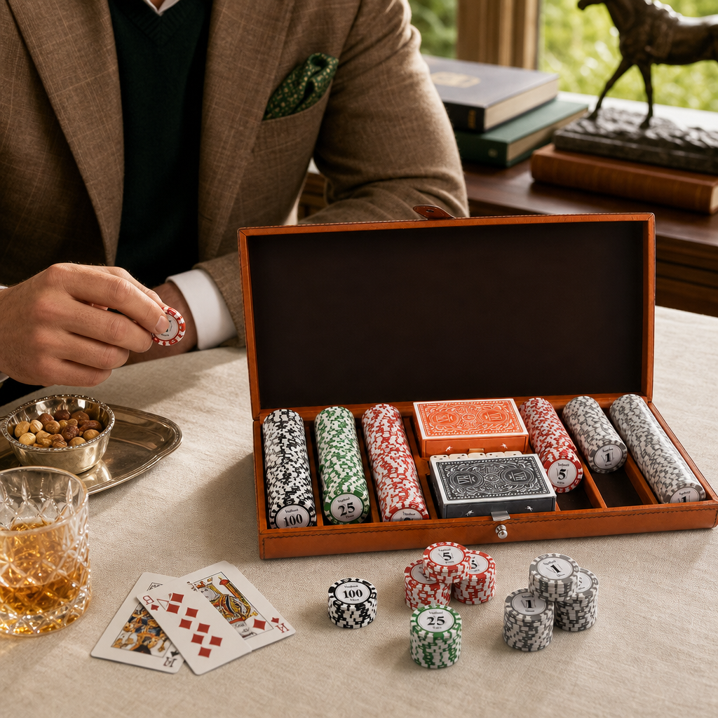 Bit Poker Set Amber Leather Small 4