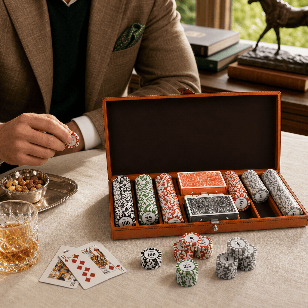 Bit Poker Set Amber Leather Small 4