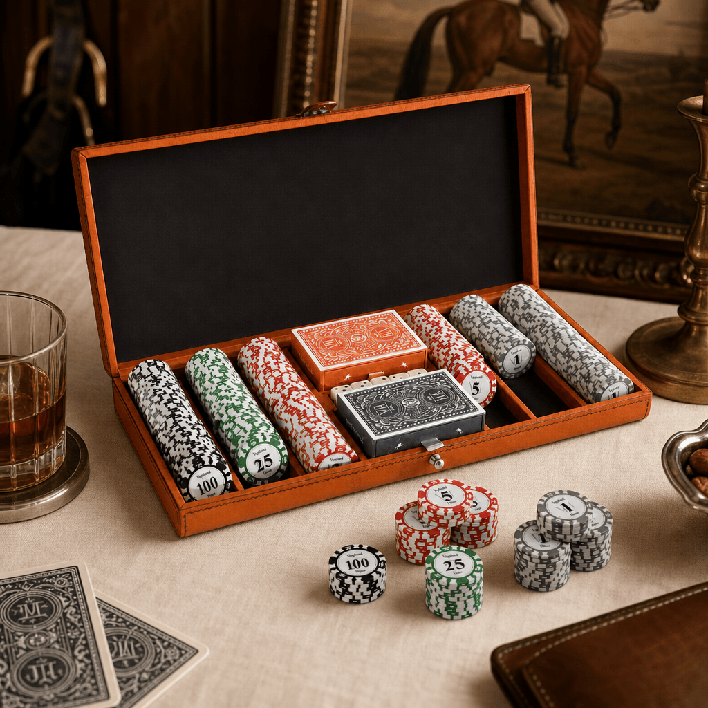 Bit Poker Set Amber Leather Small 2