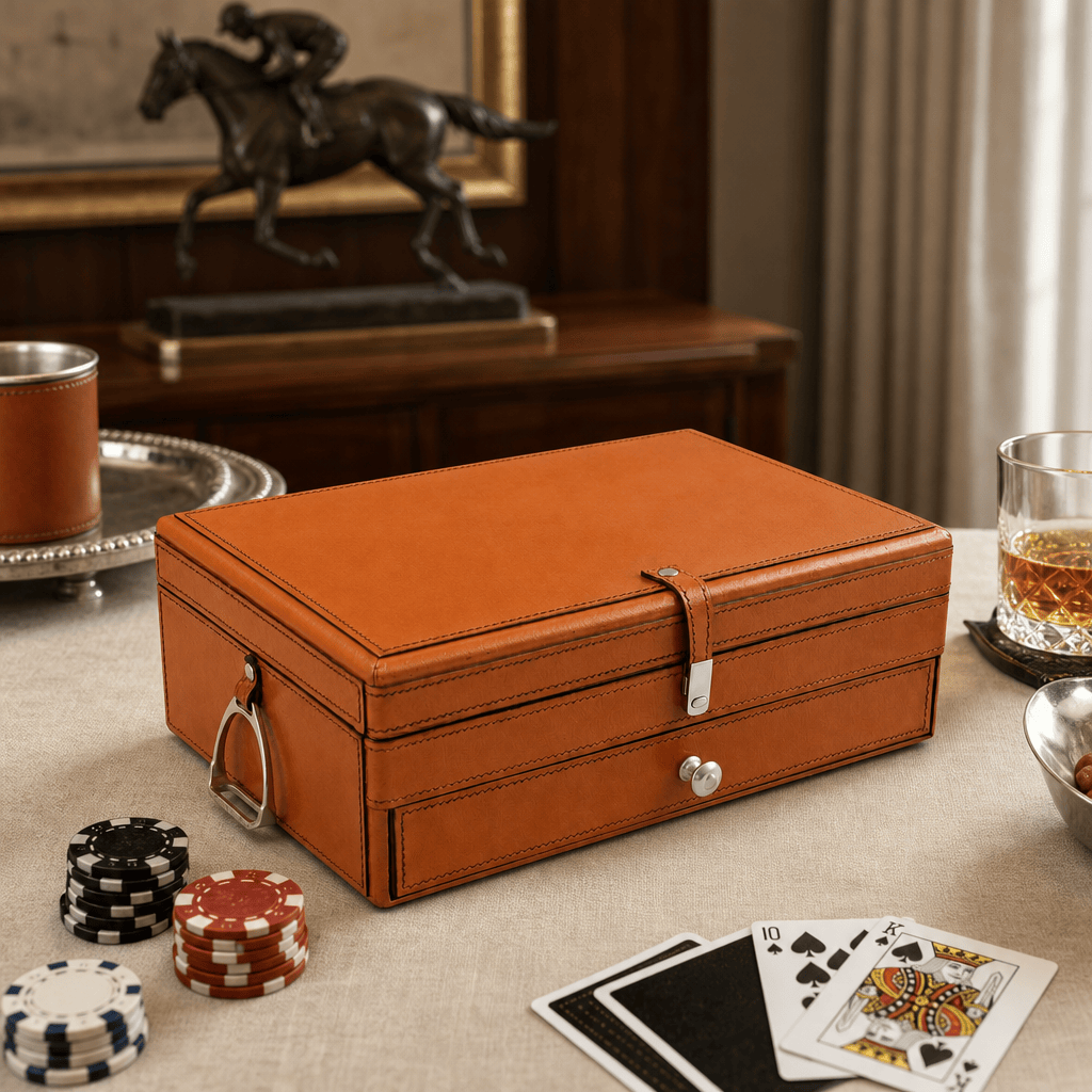 Stirrup Poker Set Amber Leather Large 3