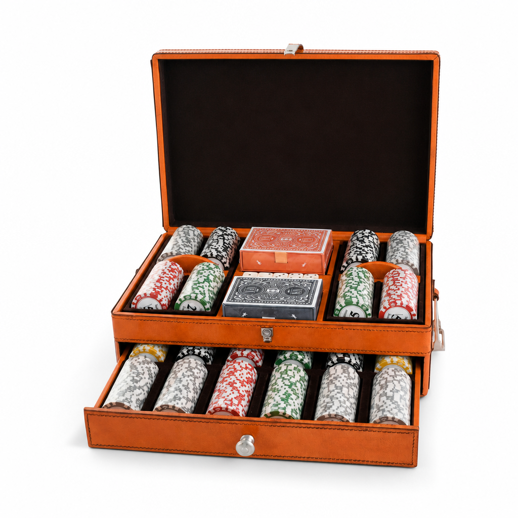 Stirrup Poker Set Amber Leather Large 8