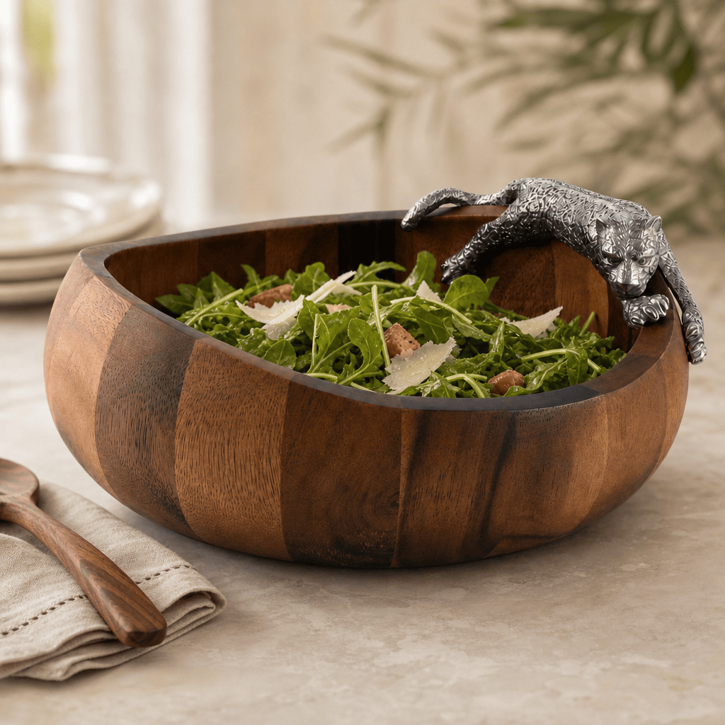 Leopard Wood Salad Bowl - Large 2