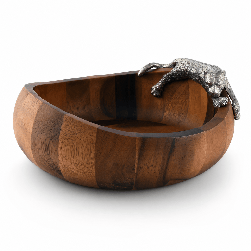 Leopard Wood Salad Bowl - Large 1