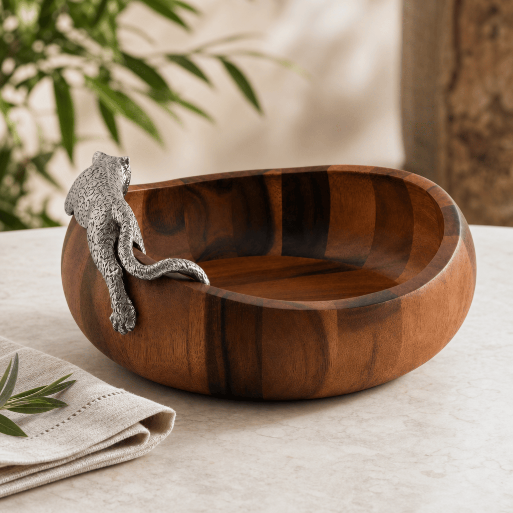 Leopard Wood Salad Bowl - Large 4