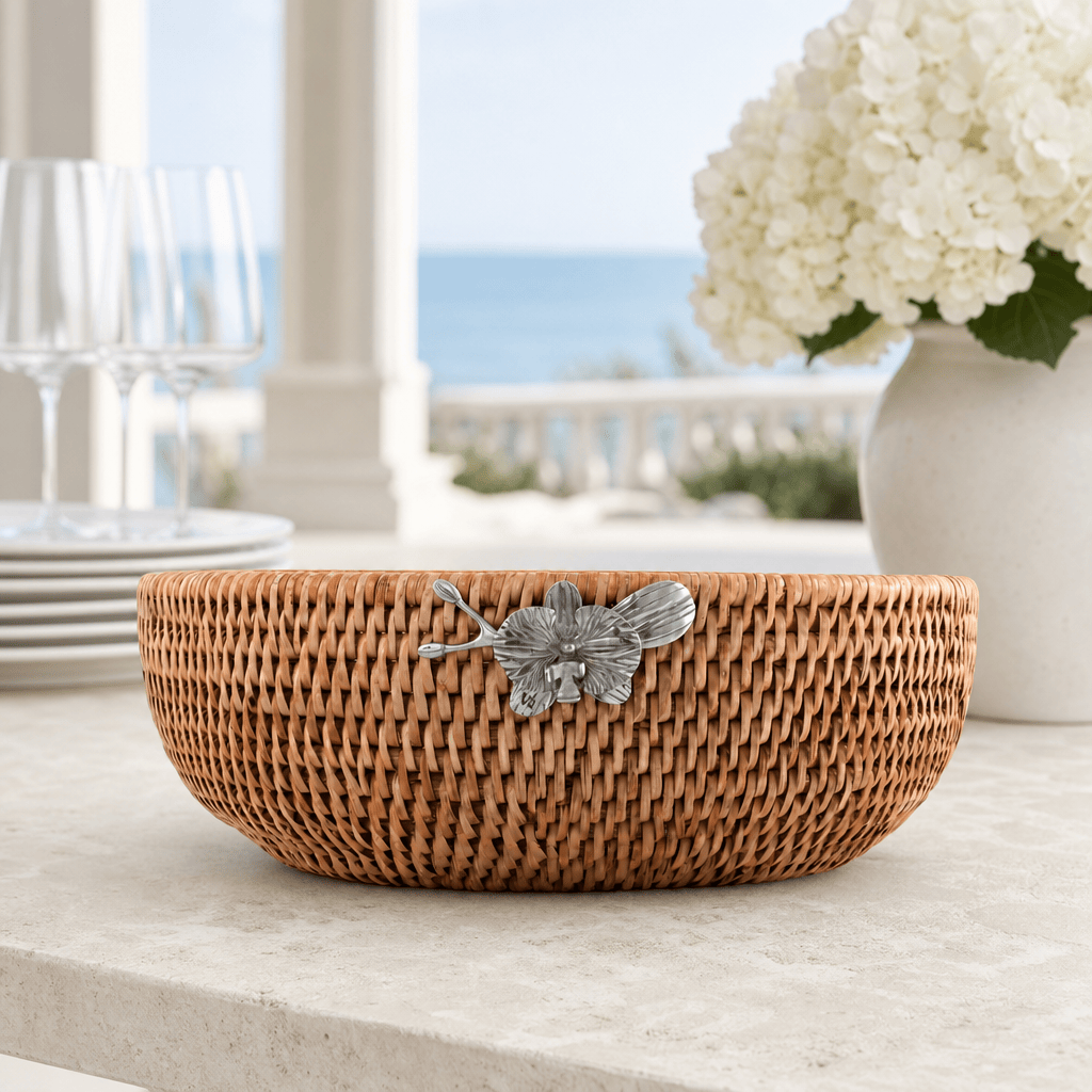 Orchid Hand Woven Wicker Natural Rattan Serving Bowl 2