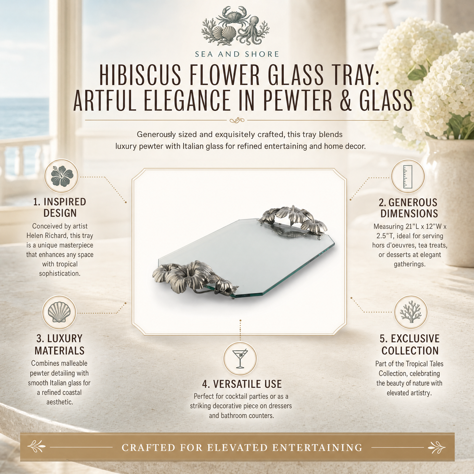 Hibiscus Flower Glass Tray 9