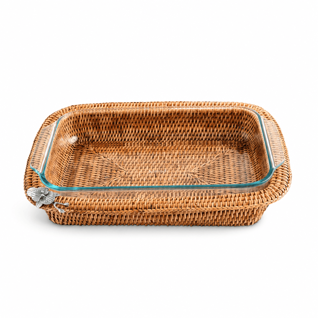 Orchid Hand Woven Wicker Rattan 3qt Rectangular Casserole Holder 7