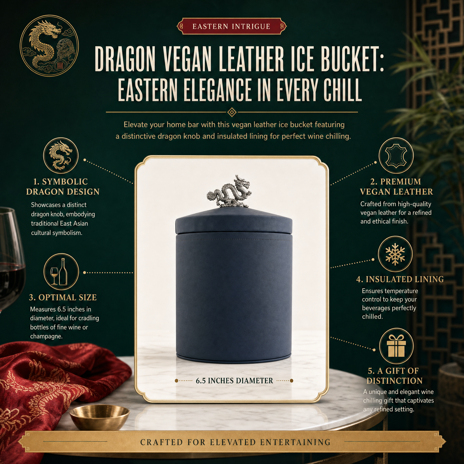 Dragon Vegan Leather Ice Bucket 9