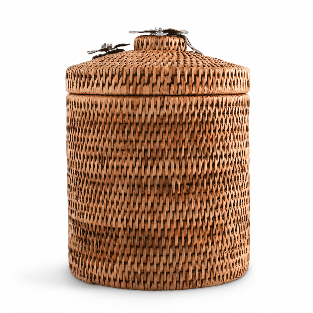 Orchids Hand Woven Wicker Rattan Lidded Ice Bucket 10