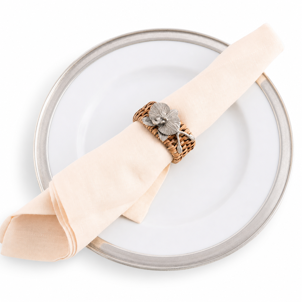 Orchid Hand Woven Wicker Rattan Napkin Ring - Set of 4 8