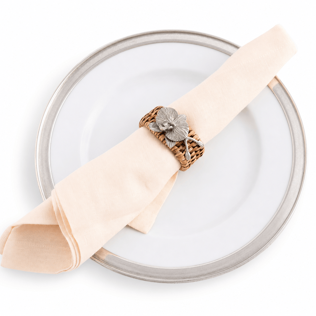 Orchid Hand Woven Wicker Rattan Napkin Ring - Set of 4 8