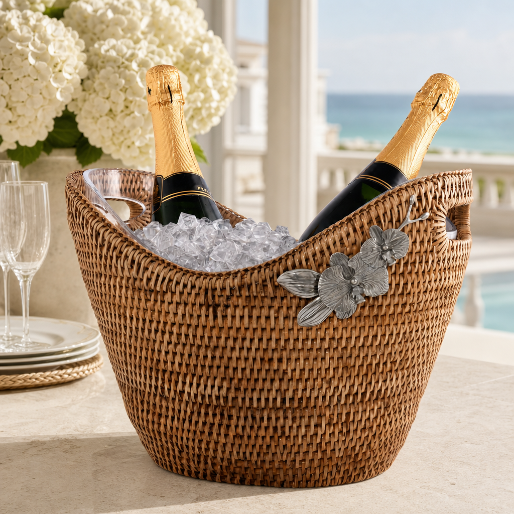 Orchids Hand Woven Wicker Rattan Champagne / Ice Tub 2