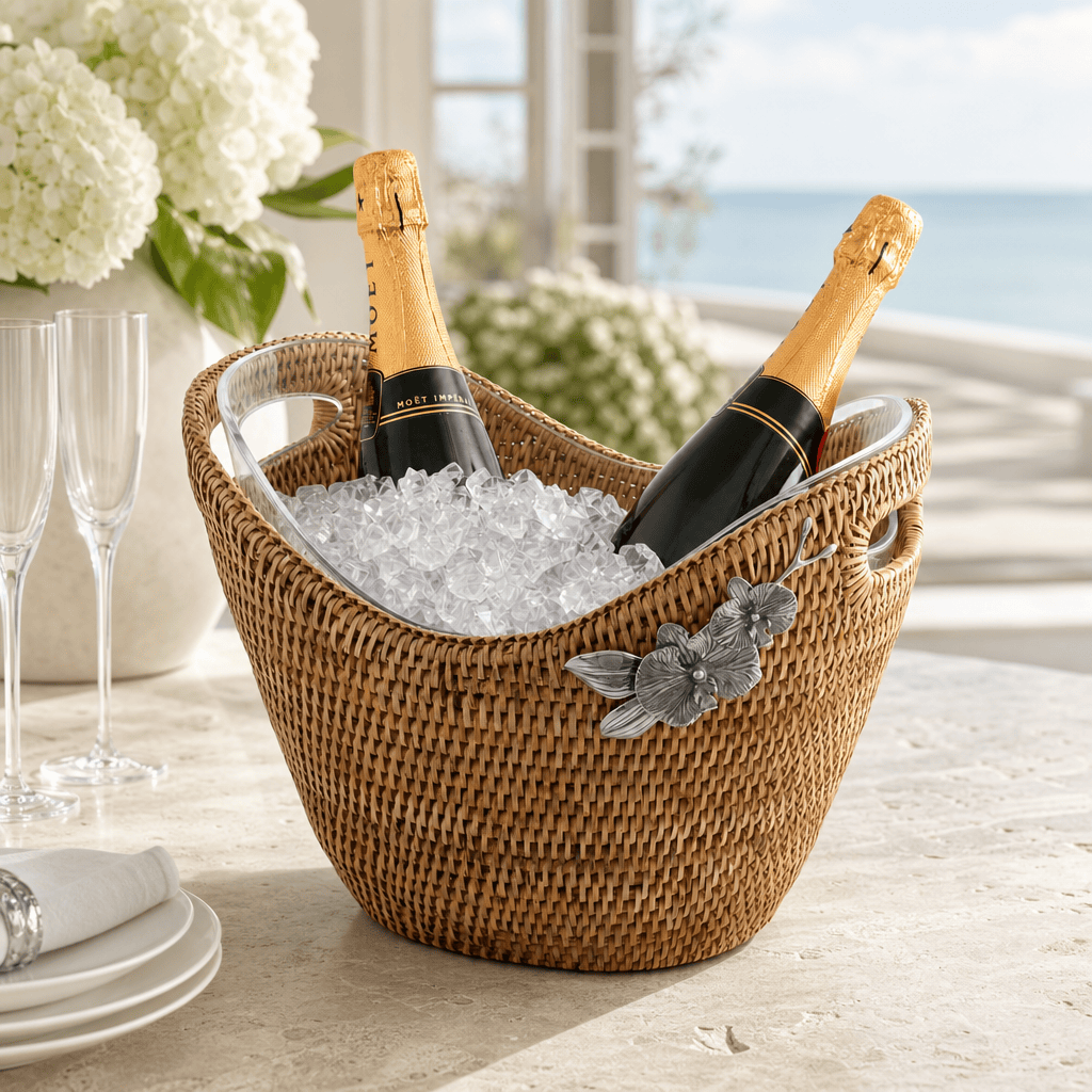 Orchids Hand Woven Wicker Rattan Champagne / Ice Tub 4