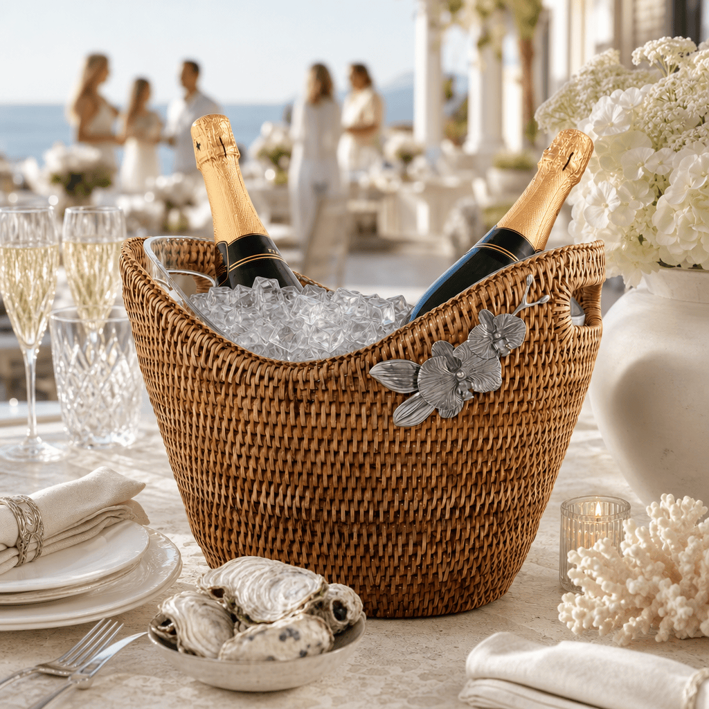 Orchids Hand Woven Wicker Rattan Champagne / Ice Tub 6