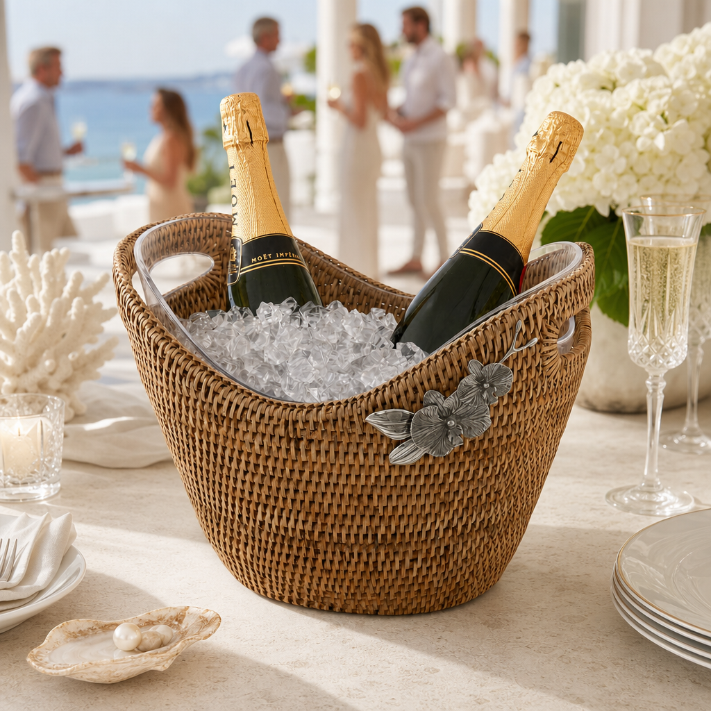 Orchids Hand Woven Wicker Rattan Champagne / Ice Tub 8