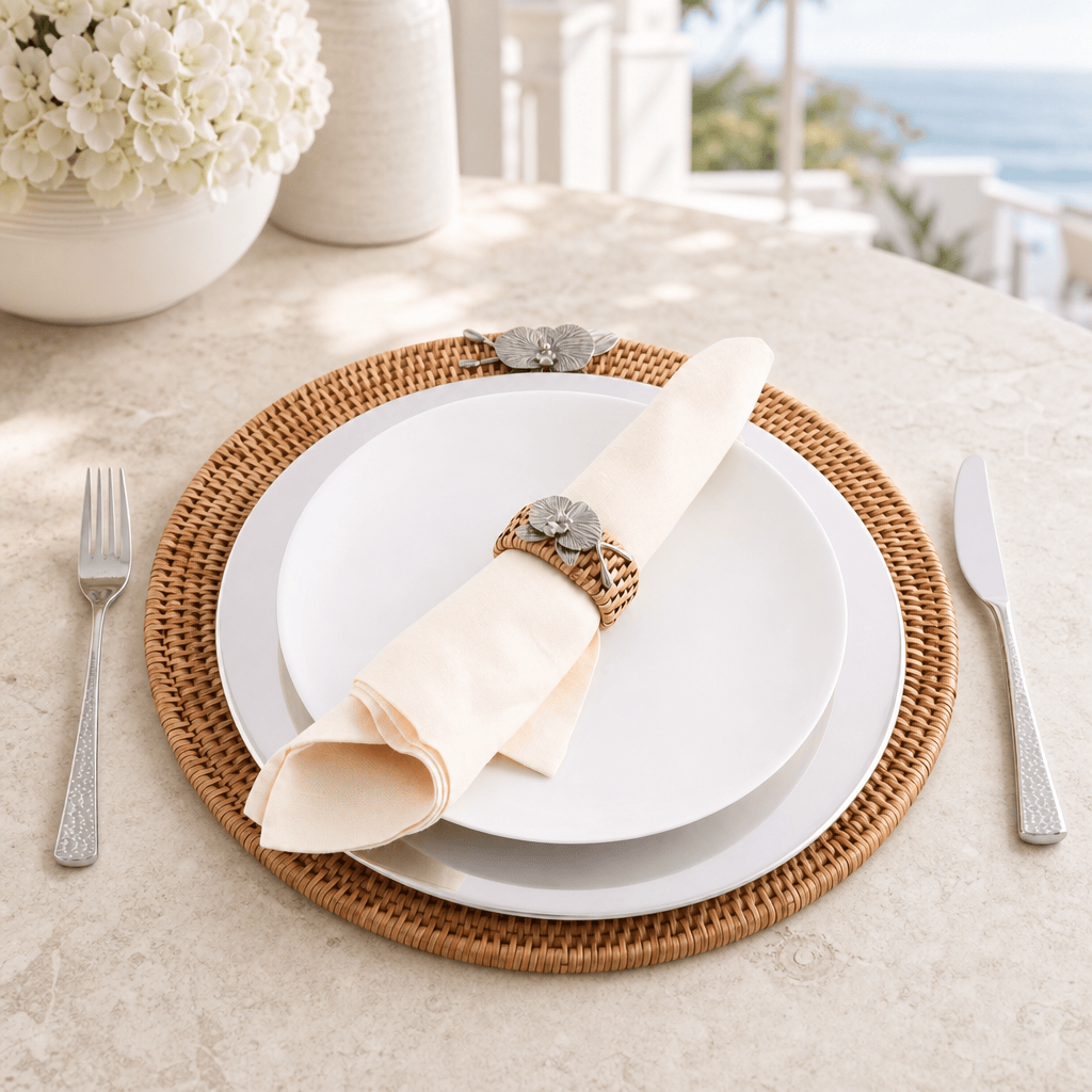 Orchid Placemat Hand Woven Wicker Rattan Round - Set of 4 5