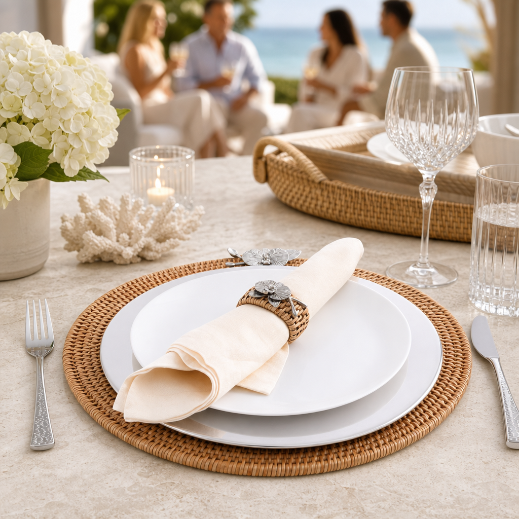 Orchid Placemat Hand Woven Wicker Rattan Round - Set of 4 9