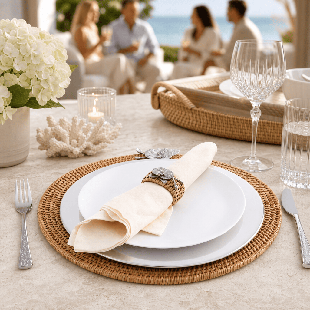 Orchid Placemat Hand Woven Wicker Rattan Round - Set of 4 9
