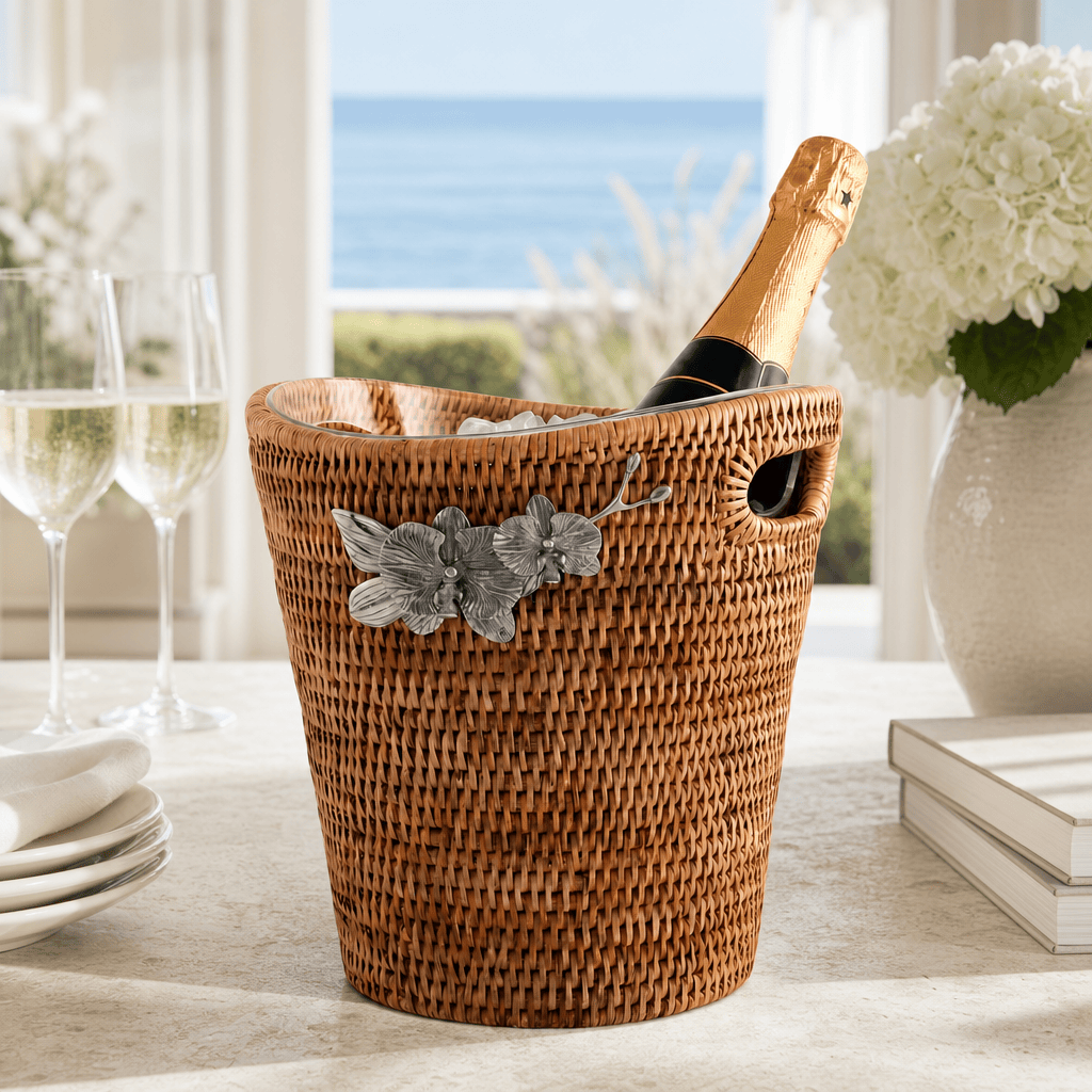 Orchids Hand Woven Wicker Rattan Champagne / Ice Bucket 2