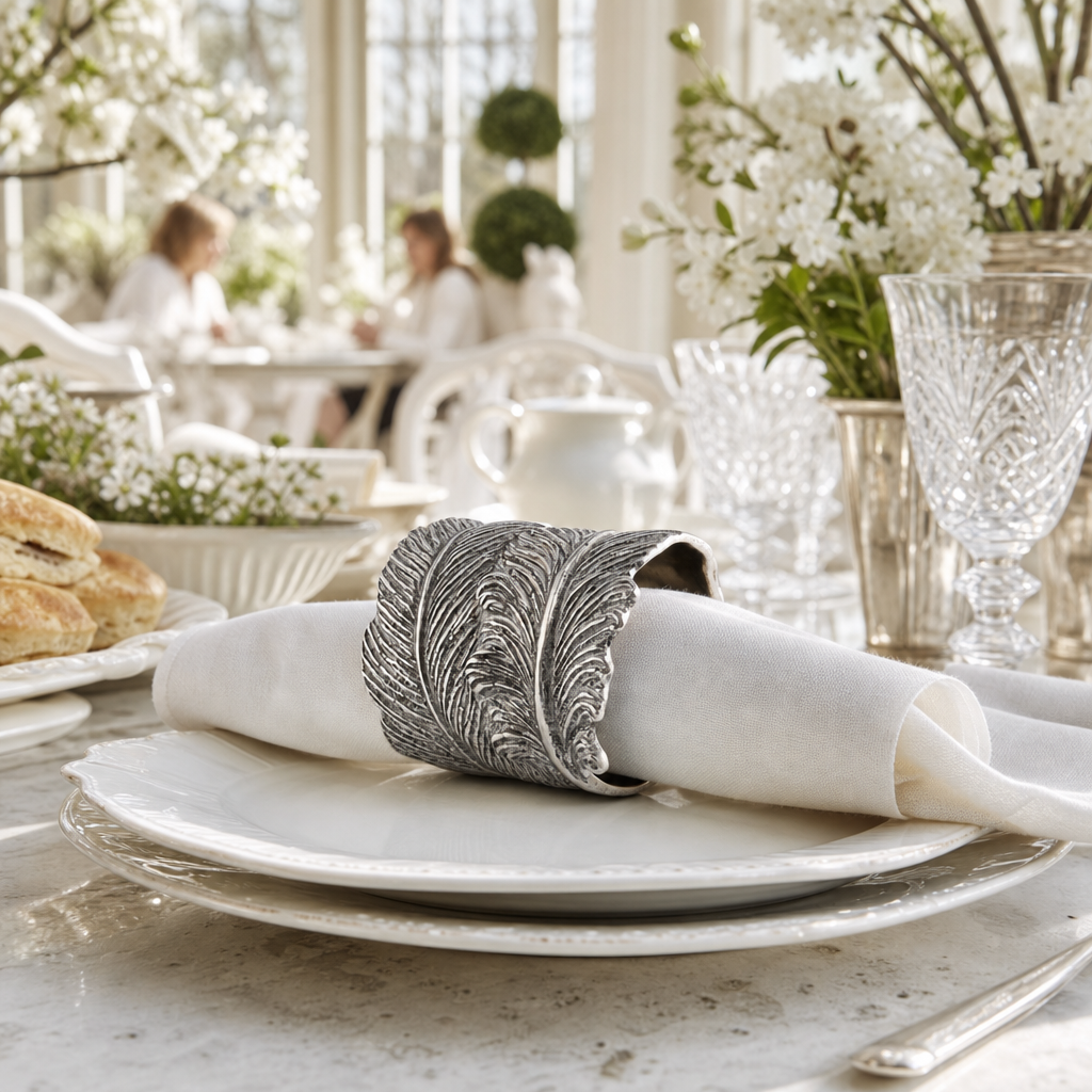 Pewter Feather Napkin Ring 3