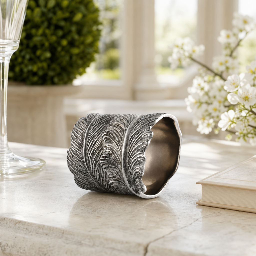 Pewter Feather Napkin Ring 2