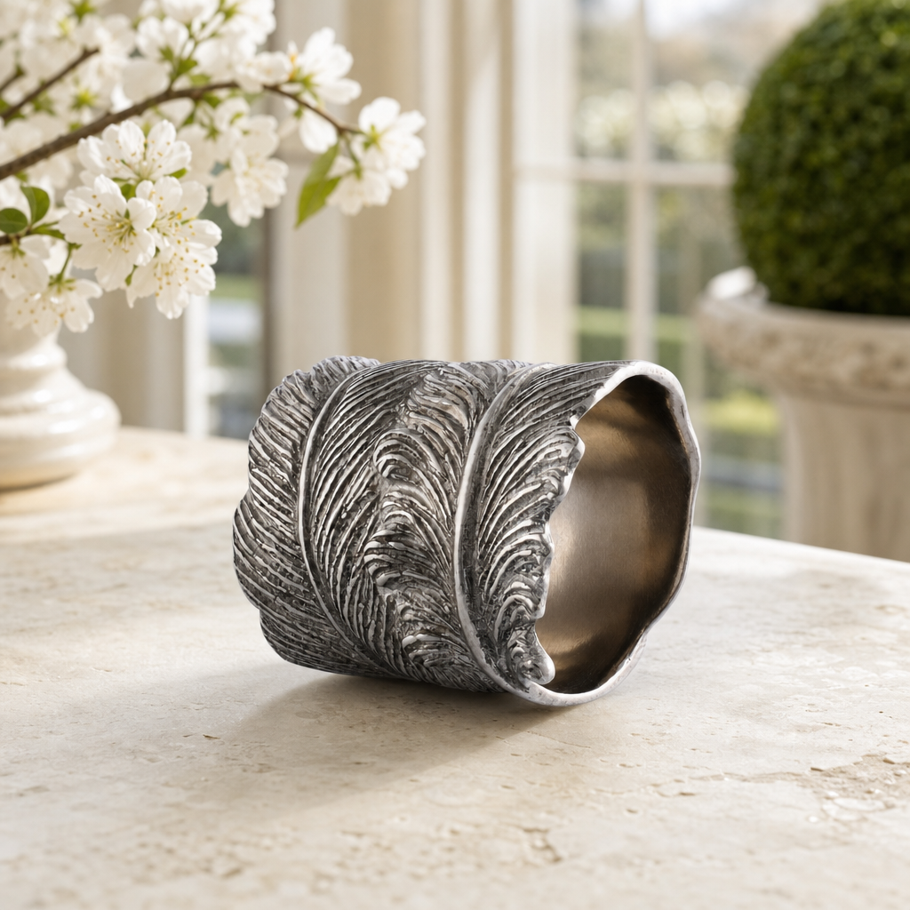 Pewter Feather Napkin Ring 2