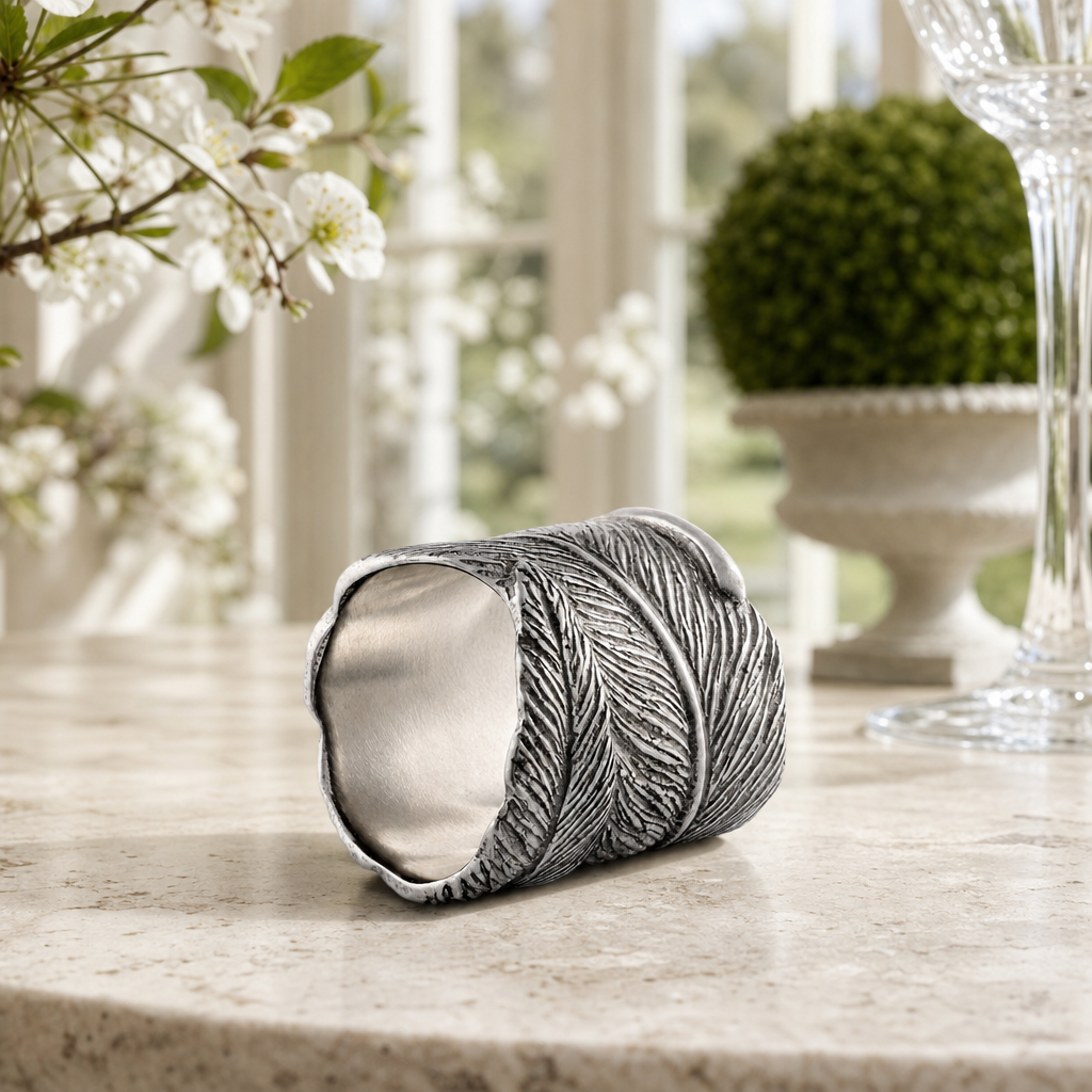 Pewter Feather Napkin Ring 4