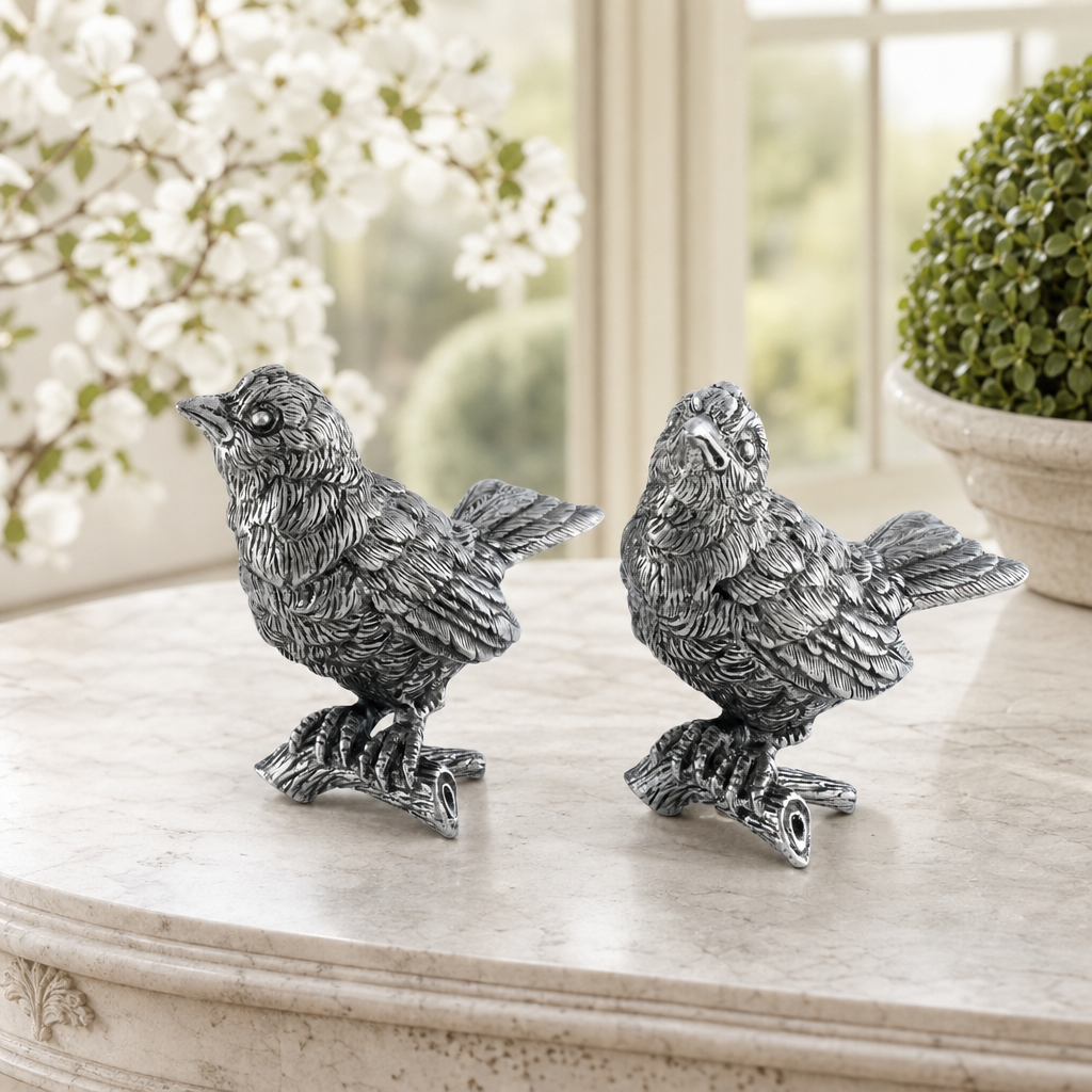 Pewter Song Birds Salt & Pepper Set 4