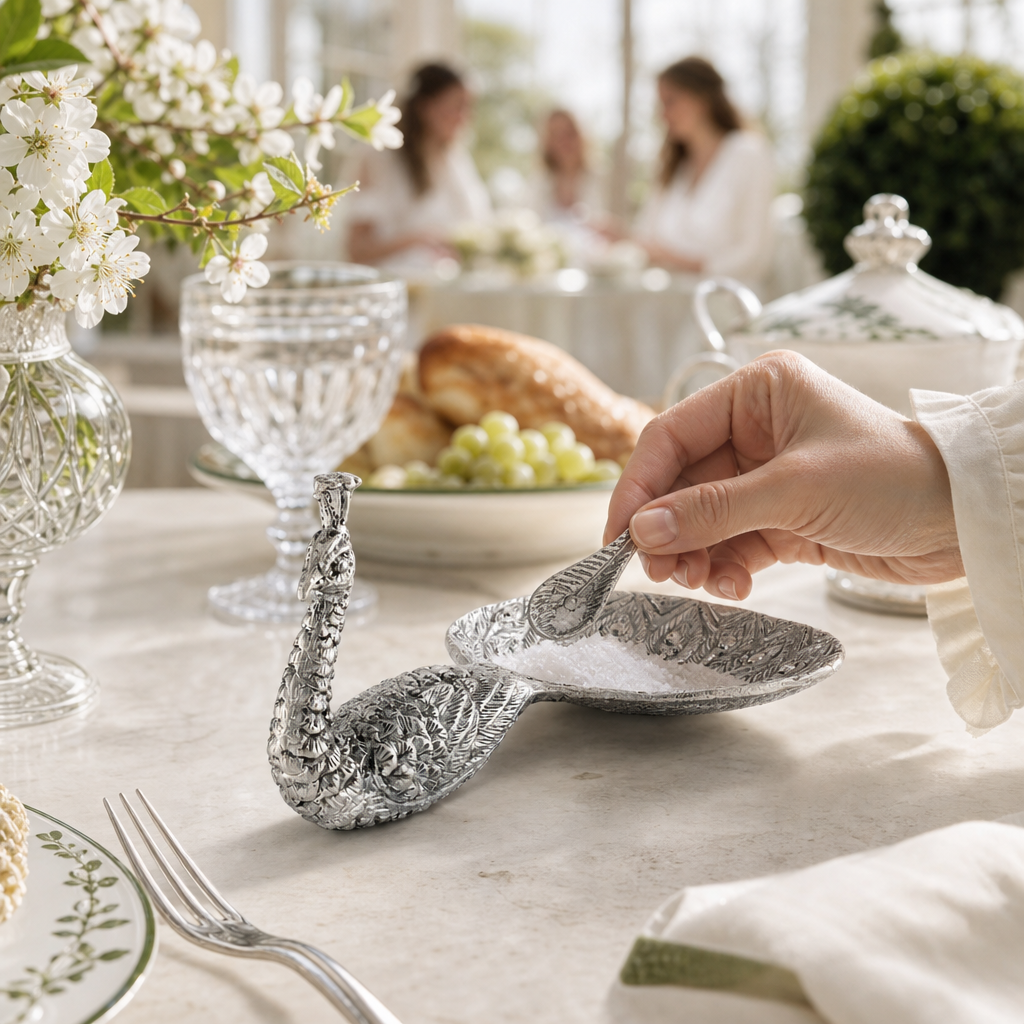 Pewter Peacock Salt Cellar 3