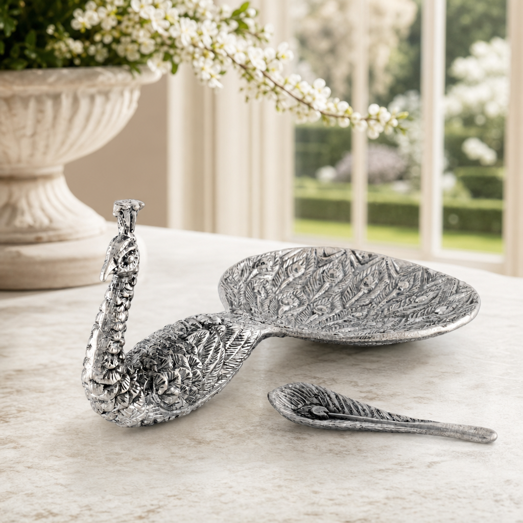 Pewter Peacock Salt Cellar 2