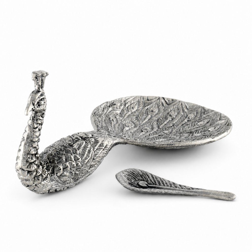 Pewter Peacock Salt Cellar 1