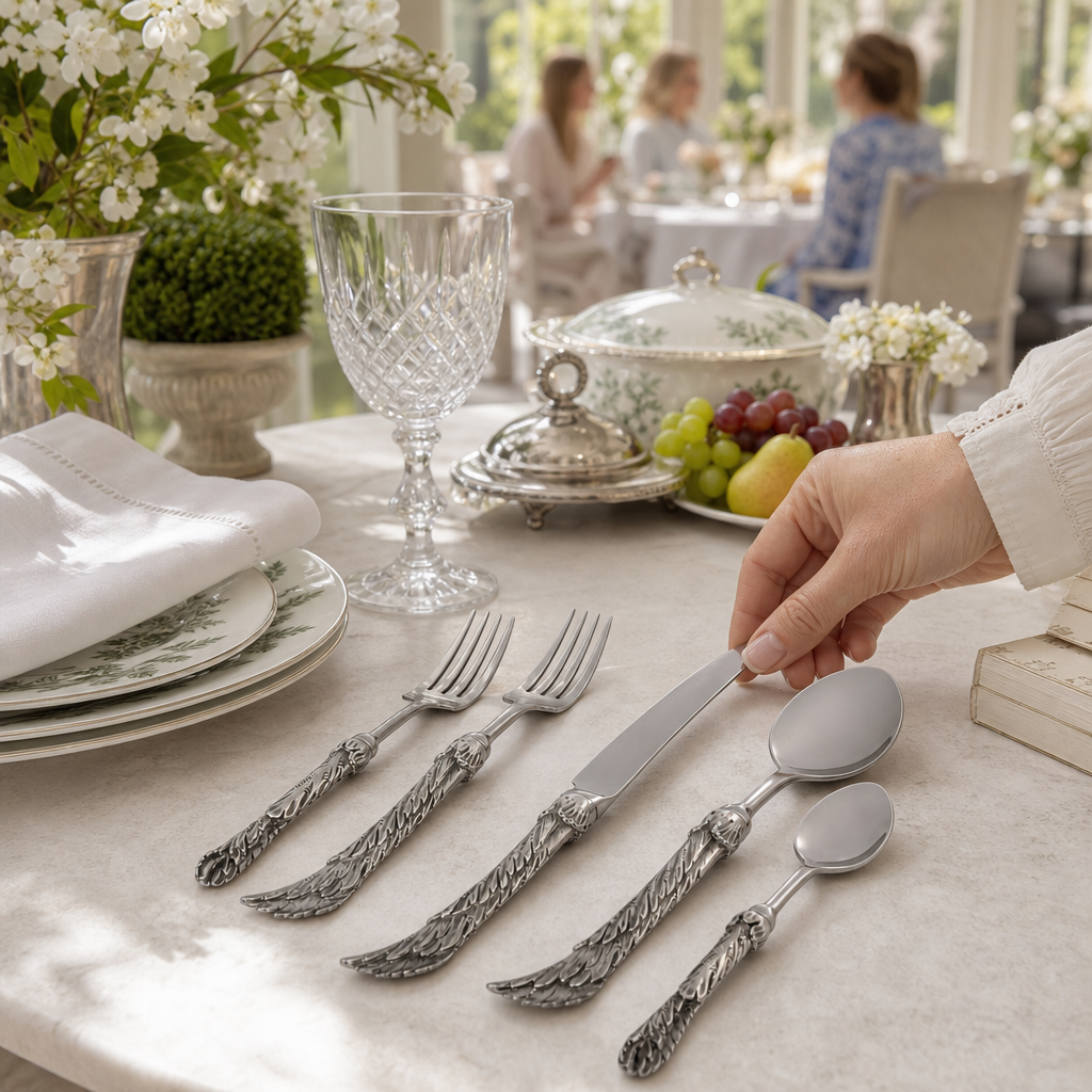 Avian Pattern Stainless Place setting 3