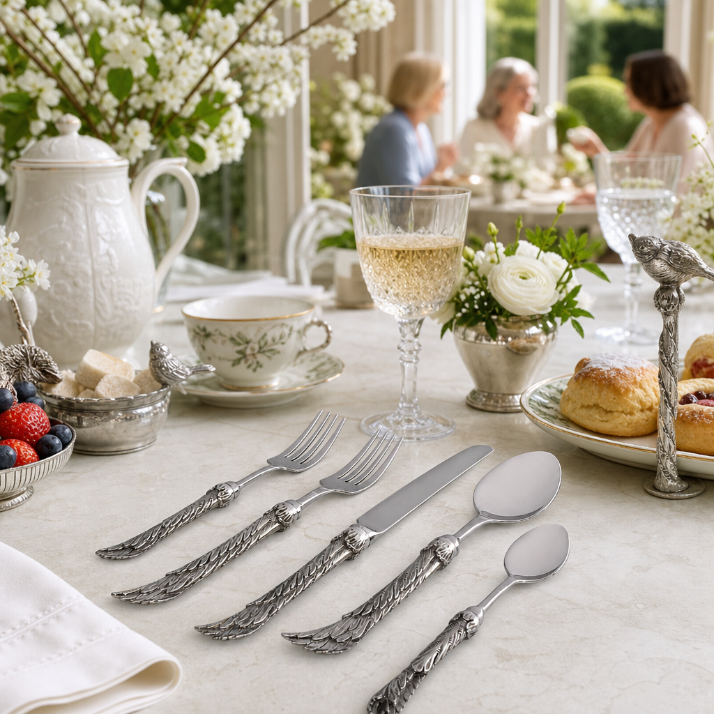 Avian Pattern Stainless Place setting 3