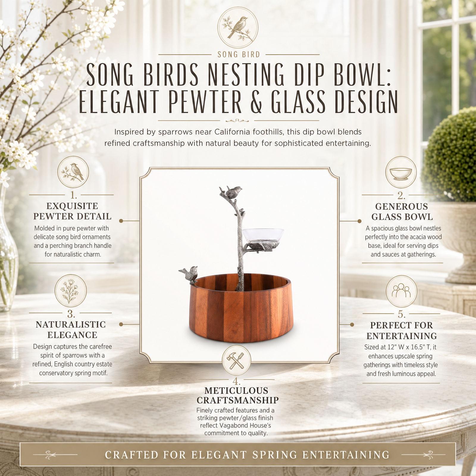 Song Birds Nesting Dip Bowl 9