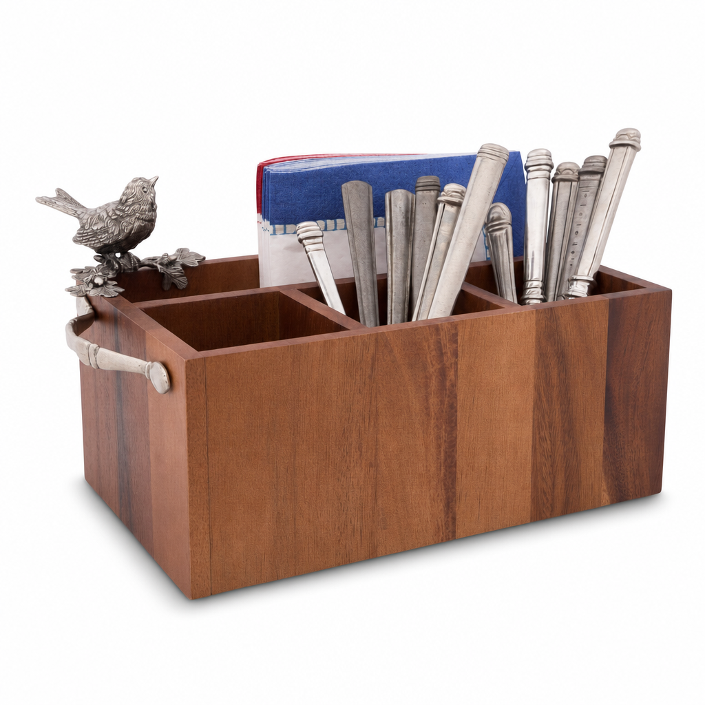 Song Bird Wood Flatware Caddy 1