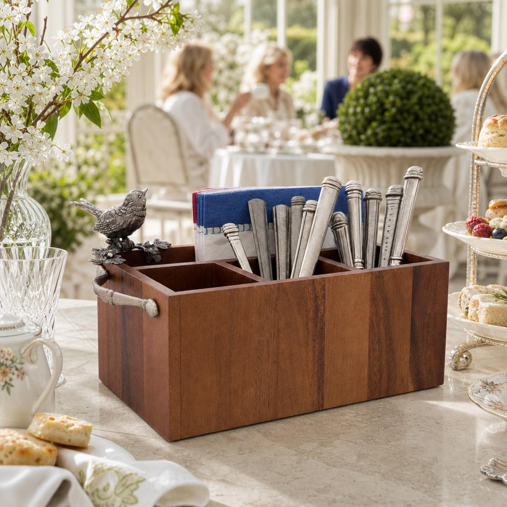 Song Bird Wood Flatware Caddy 6