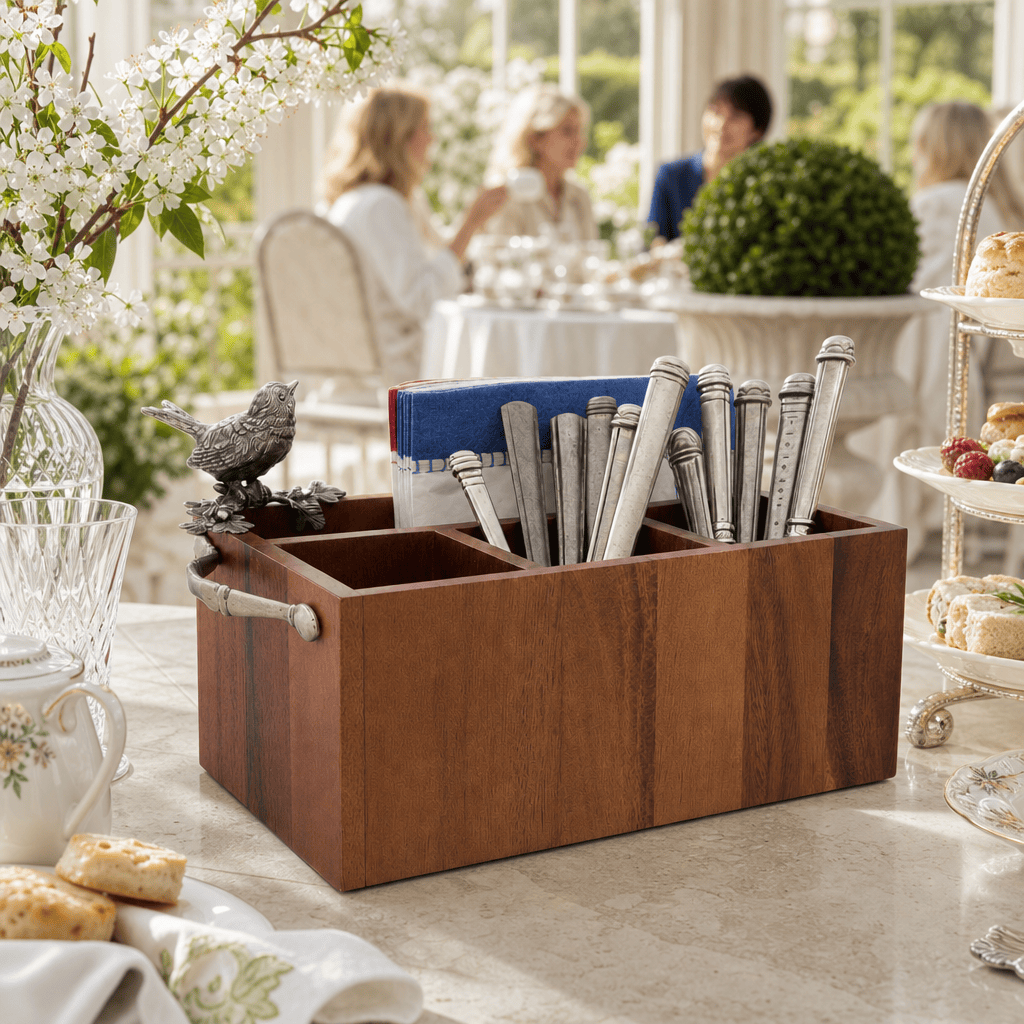 Song Bird Wood Flatware Caddy 6