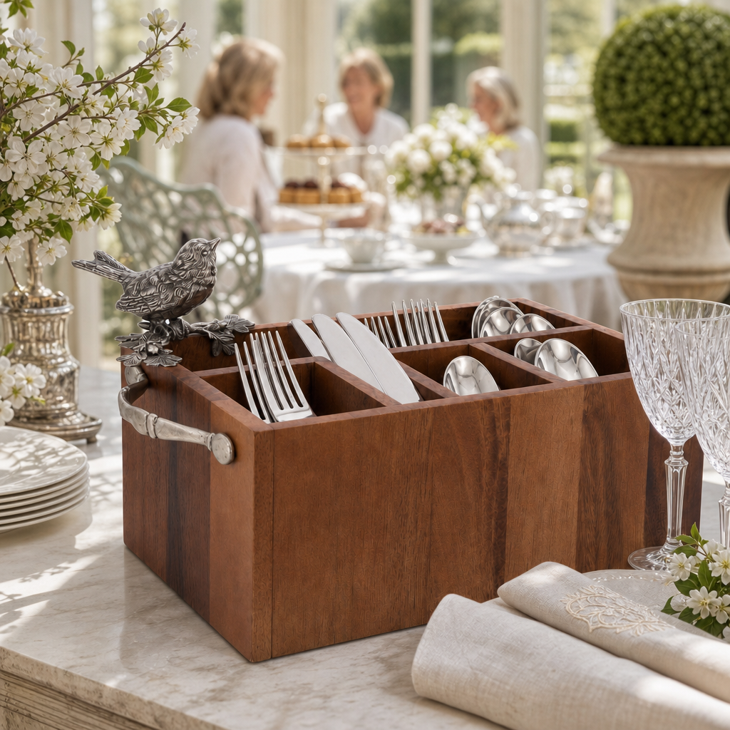 Song Bird Wood Flatware Caddy 7