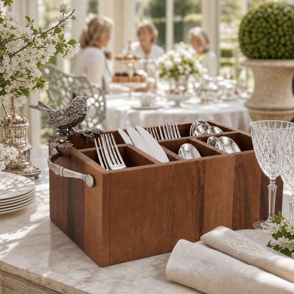 Song Bird Wood Flatware Caddy 7