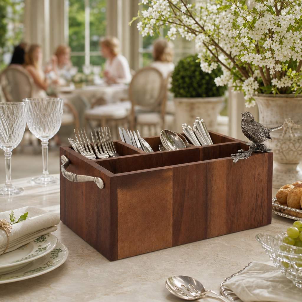 Song Bird Wood Flatware Caddy 9