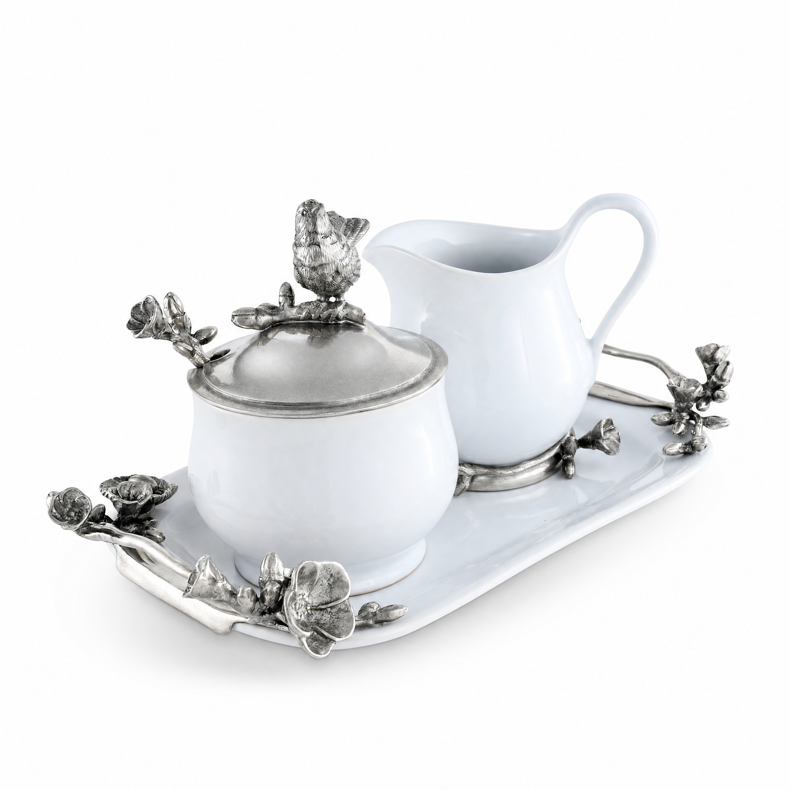 Stoneware Creamer Set - Pewter Song Bird 11