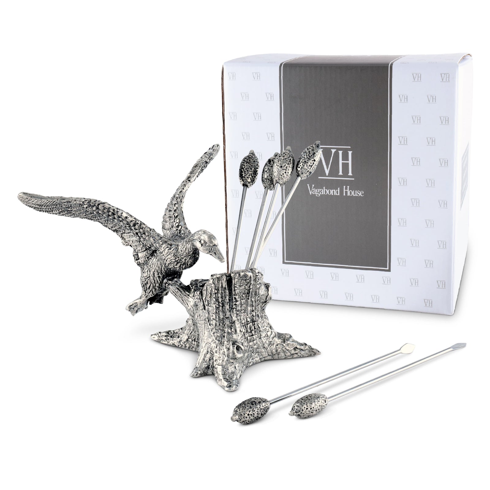 Pewter Mallard Duck Cheese Pick Set 10