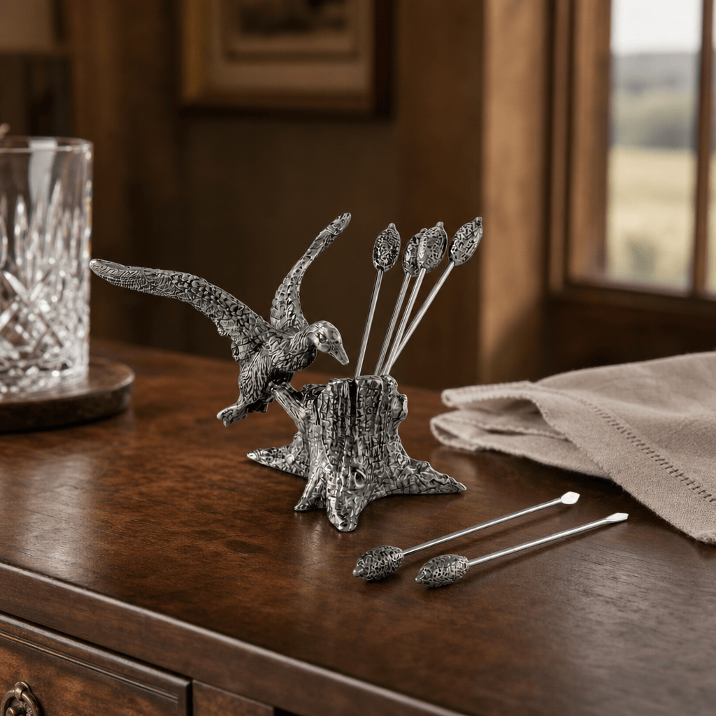 Pewter Mallard Duck Cheese Pick Set 2